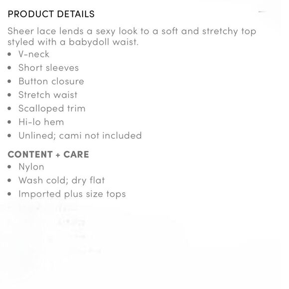 TORRID LACE TOP Stretch Sheer Babydoll High Low Women 30, 6X Black Short - Picture 15 of 15